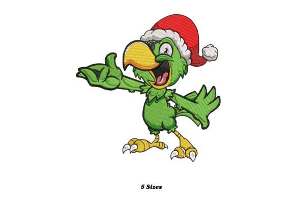 A Festive, Playful Parrot Design for Holiday Embroidery