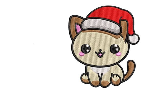 Cute Christmas Cat: A Charming Holiday Embroidery
