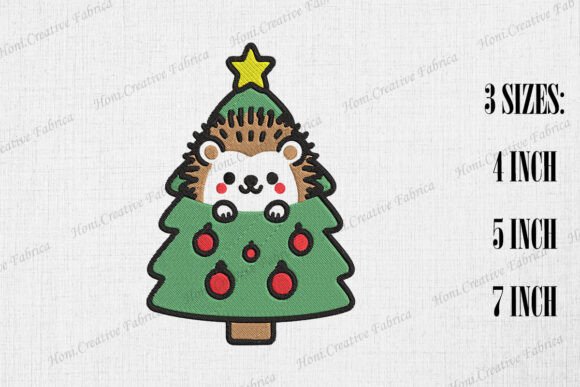 Cute Hedgehog Peeking from Xmas Tree Embroidery Review