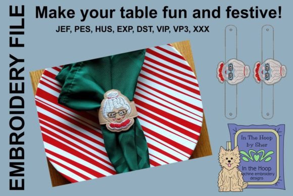 Mrs Santa Napkin Ring: A Festive Embroidery Delight